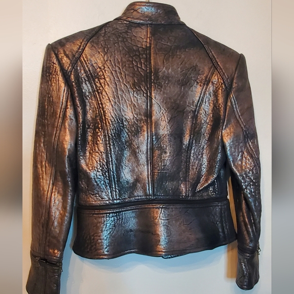 ROBERT RODRIGUEZ -size 6- metalic leather jacket 100%leather - Picture 4 of 12
